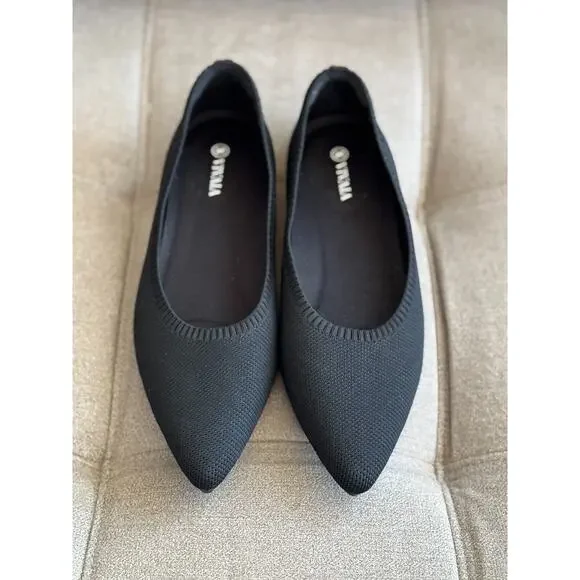 Vivaia Aria 5 Pointed Toe Flats Black Comfort Shoes 41.5, US 10 - Picture 8 of 12